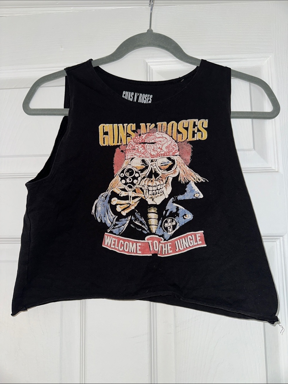 Black Graphic Crop Tank Top - Welcome to the Jungle Guns N’ Roses